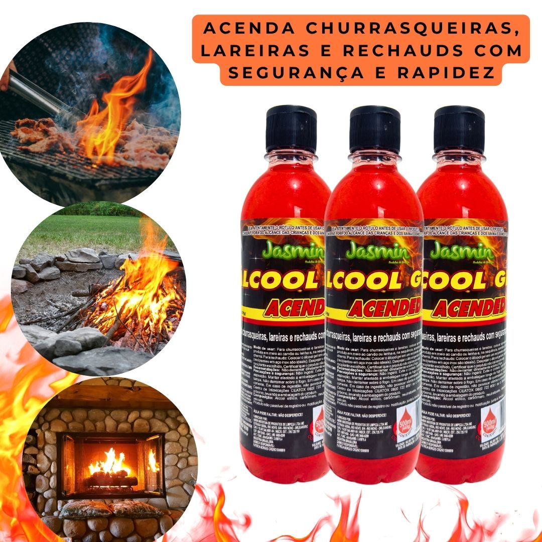 Álcool Gel Acendedor Jasmin 500ml - 80ºINPM