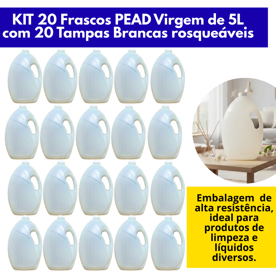 20 Embalagens, Frascos, Galão 5 Litros V ...