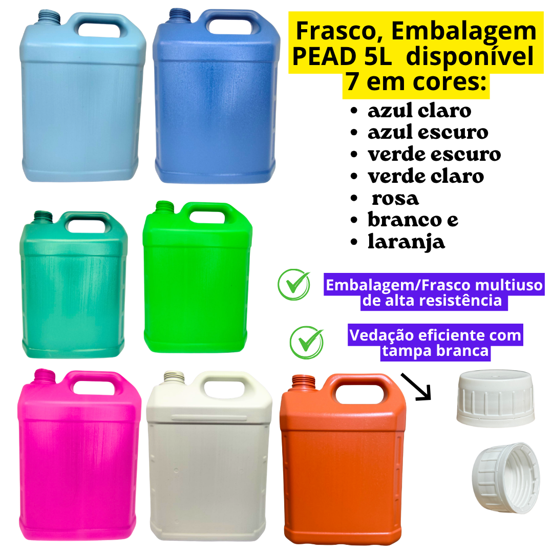 Frasco, Galão PEAD 5 L - 7 cores disponí ...