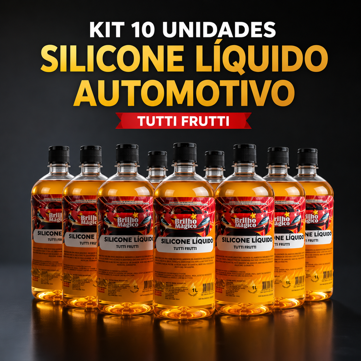 Kit 10 Silicone Líquido Automotivo 1L Bri...