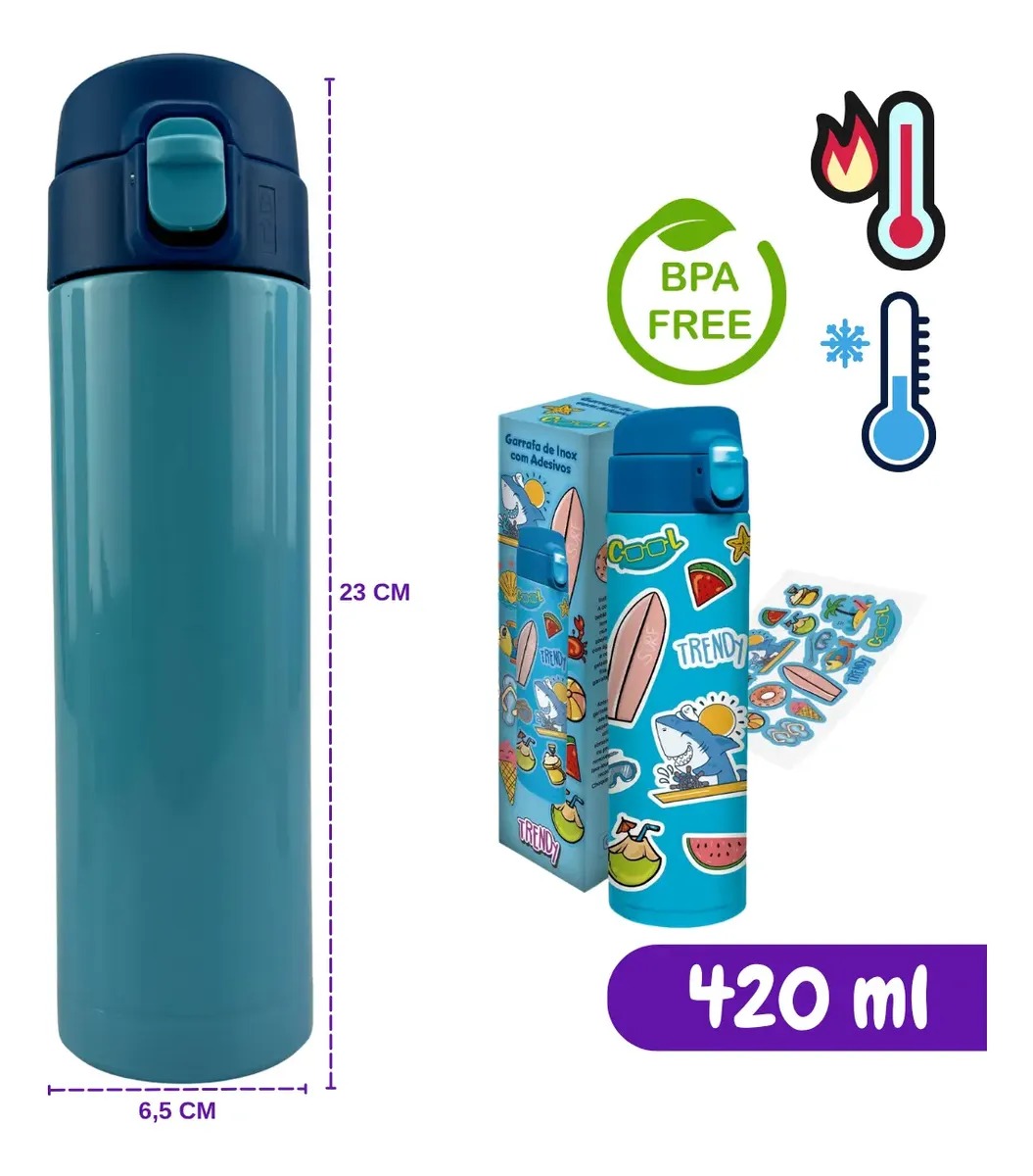 Garrafa Infantil Termica 420ml Adesivo Ba...