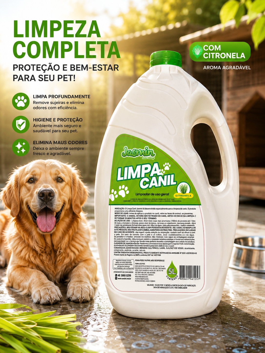 Limpa Canil Citronela Jasmin 5LT - deterg...